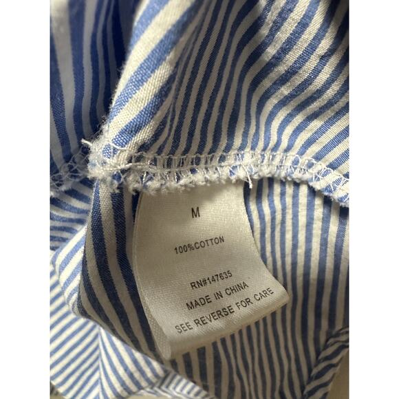 Romeo & Juliet Couture Women’s Medium Blue White Striped Shirt Dress 100% Cotton - Picture 3 of 6